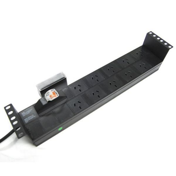 DYNAMIX RPR-10HMCB - 10 Outlet 2RU Horizontal Power Rail (10A) w/ 6kVa C-Curve MCB Circuit Breaker