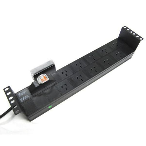 RPR-10HMCB - DYNAMIX RPR-10HMCB - 10 Outlet 2RU Horizontal Power Rail (10A) w/ 6kVa C-Curve MCB Circuit Breaker