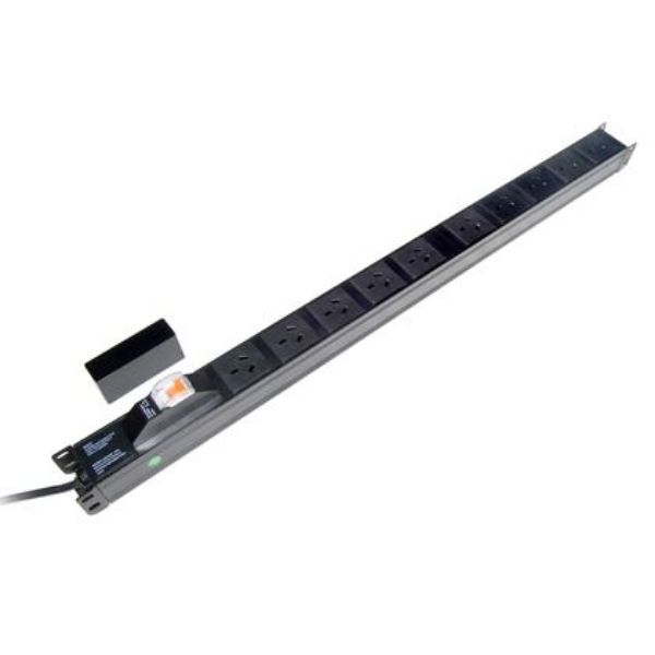 DYNAMIX RPR-10V15MCB - 10 Outlet Vertical Power Rail (10A) w/ 6kVa C-Curve MCB Circuit Breaker on/off switch