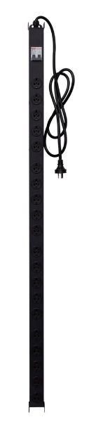 RPR-20V15MCB - DYNAMIX RPR-20V15MCB - 20 Outlet Vertical Power Rail (10A) w/ 6kA C-Curve MCB Circuit Breaker on/off switch