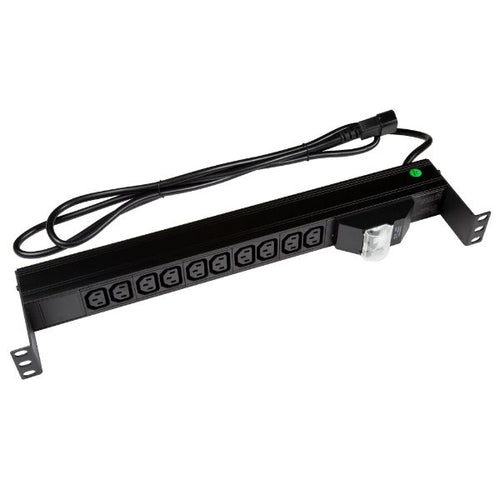 RPR-IEC-10A10H - DYNAMIX RPR-IEC-10A10H - 10 Outlet Horizontal Power Rail (10A IEC C13) 6KA C-Curve Circuit Breaker