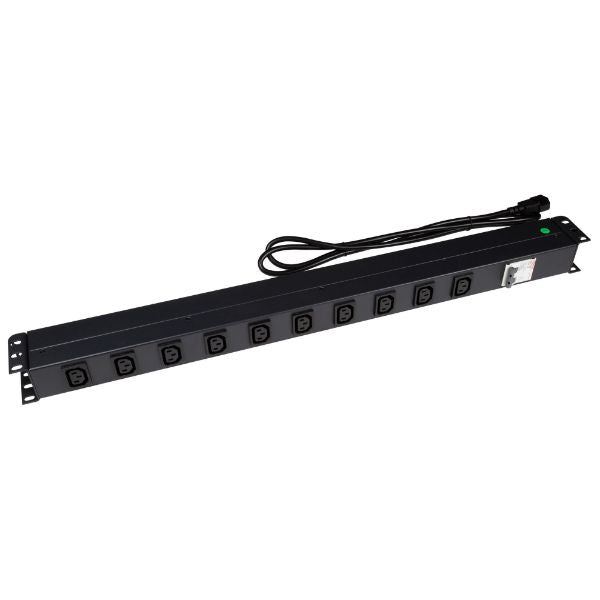 DYNAMIX RPR-IEC-10A10V - 10 Outlet Vertical Power Rail (10A IEC C13) w/ 6KA C-Curve Circuit Breaker.