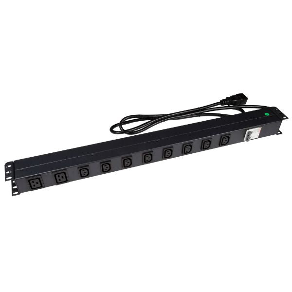 DYNAMIX RPR-IEC-16A10V - 10 Outlet Vertical Power Rail (8x 10A IEC C13 & 2x 16A IEC C19). 6KA C-Curve Circuit