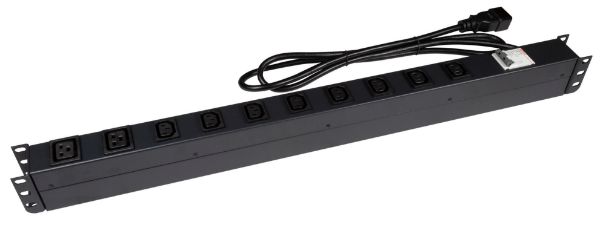 DYNAMIX RPR-IEC-16A10V - 10 Outlet Vertical Power Rail (8x 10A IEC C13 & 2x 16A IEC C19). 6KA C-Curve Circuit