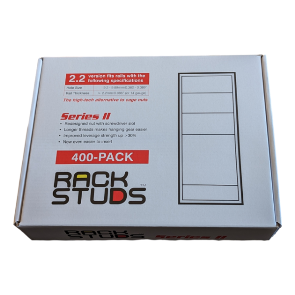 RACKSTUDS RSL2400 - Series II 400-pack Maroon Smart Rack Mounting System. Replacement for Cage Nuts
