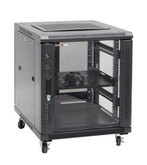 RSR12-6X7 - DYNAMIX RSR12-6X7 - 12RU Server Cabinet 700mm deep (600x700x743mm). Incl. 1x Fixed Shelf 4x Fans 25x Cage
