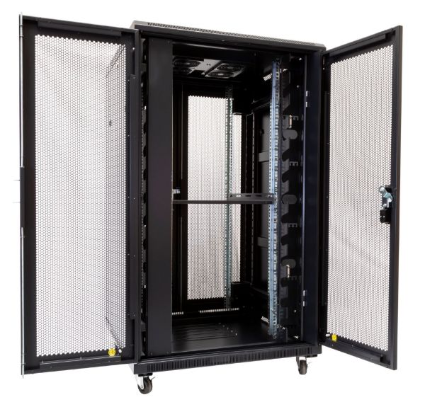 DYNAMIX RSR27-8X8 - 27RU Server Cabinet 800mm Deep (800 x 800 x 1410mm) 1x Fixed Shelf 4x Fans
