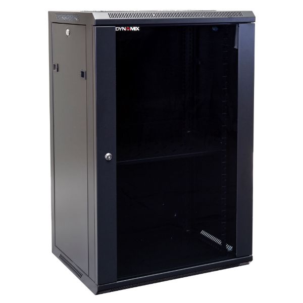 DYNAMIX RWM18 - 18RU Wall Mount Cabinet 450mm Deep (600 x 450 x 910mm) Incl 1x Fixed Shelf 2x Fan