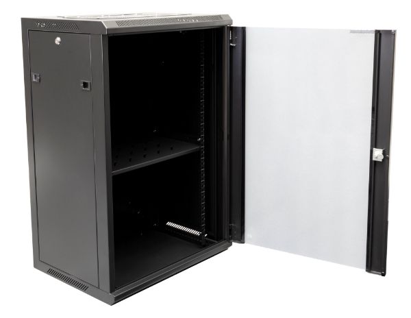 DYNAMIX RWM18 - 18RU Wall Mount Cabinet 450mm Deep (600 x 450 x 910mm) Incl 1x Fixed Shelf 2x Fan