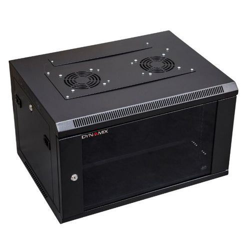 RWM6 - DYNAMIX RWM6 - 6RU Wall Mount Cabinet 450mm Deep (600 x 450 x 368mm) Incl 1x Fixed Shelf 2x Fan