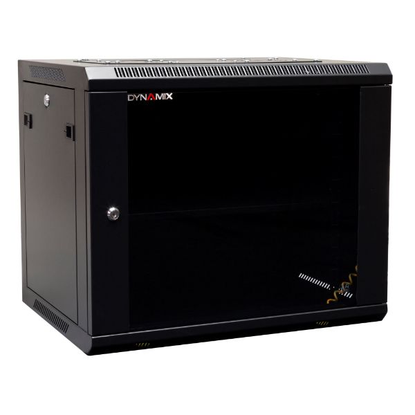 DYNAMIX RWM9 - 9RU Wall Mount Cabinet 450mm Deep (600 x 450 x 501mm) Incl 1x Fixed Shelf 2x Fan