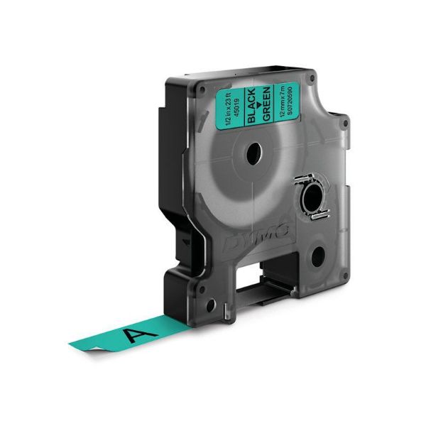 DYMO S0720590 - Genuine D1 Label Cassette Tape 12mm x 7M Black on Green Suitable for the Label Manage