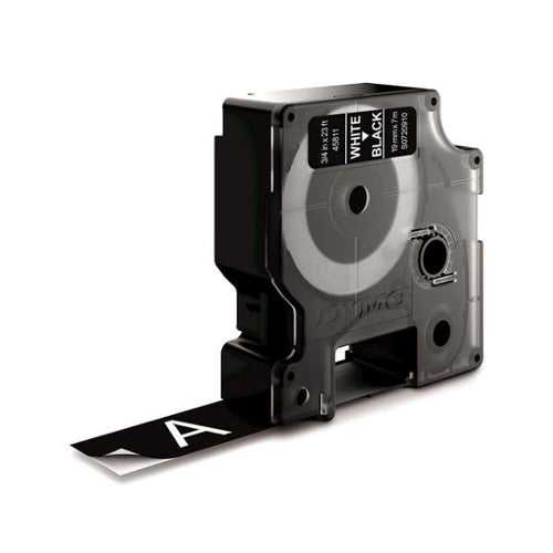 S0720910 - DYMO S0720910 - Genuine D1 Label Cassette Tape 19mm x 7M White on Black Suitable for the Label Manager