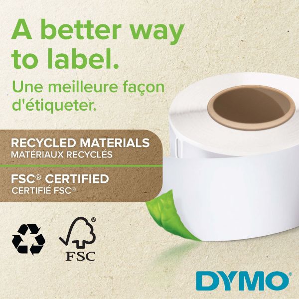 DYMO S0722410 - Genuine LabelWriter Large Address Labels 36mm x 89mm Clear Plastic 260 lables/ roll