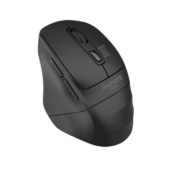 PROMATE SAMIT-BLK - Ergonomic Silent Click Wireless Mouse up to 2200 DPI. 10m Working Range. Plug & Play