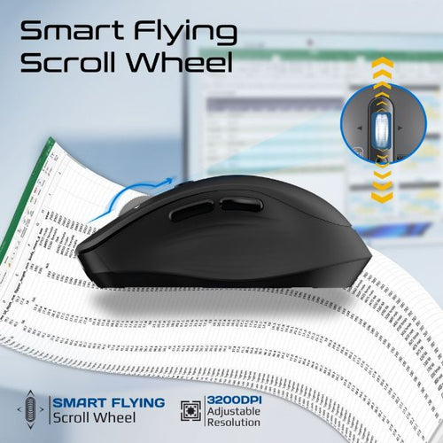 SAMOTRI-BLK - PROMATE Tri-Connect Wireless Mouse with Rechargeable Battery. 2.4G & BT Connect