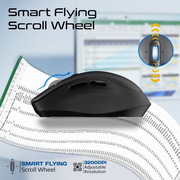 SAMOTRI-BLK - PROMATE Tri-Connect Wireless Mouse with Rechargeable Battery. 2.4G & BT Connect