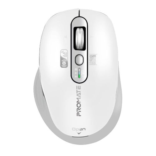 SAMOTRI-WHT - PROMATE Tri-Connect Wireless Mouse with Rechargeable Battery. 2.4G & BT Connect