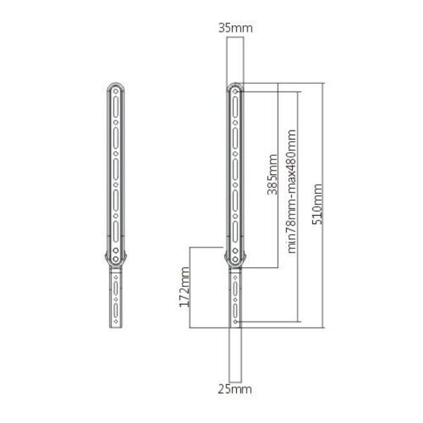 BRATECK SB-41 - UniverSound Bar Wall Bracket Attaches to VESA TV for mounting below TV.