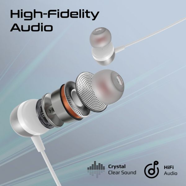 PROMATE SILKEN-ENC-WHT - In-Ear Ergonomic USB-C Wired ENC Stereo Earphones. In-line Microphone & Volume