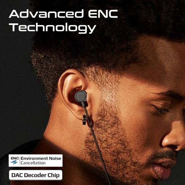 PROMATE SILKEN-ENC - In-Ear Ergonomic USB-C Wired ENC Stereo Earphones. In-line Microphone & Volume