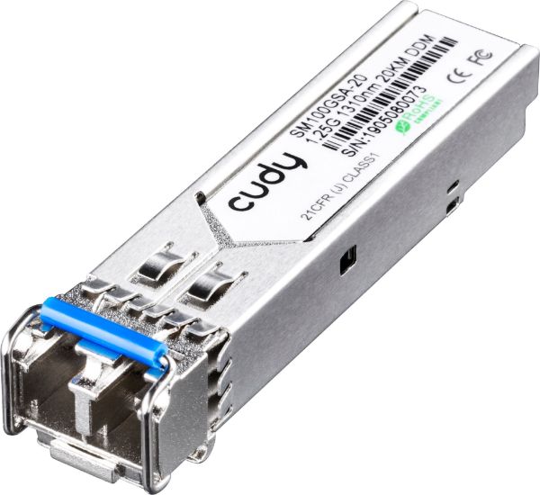 CUDY SM100GSA-20 - 1.25G Single Mode (SM) LC SFP Module 1310nm FP 20km 125dB Generic Br& Compatibility