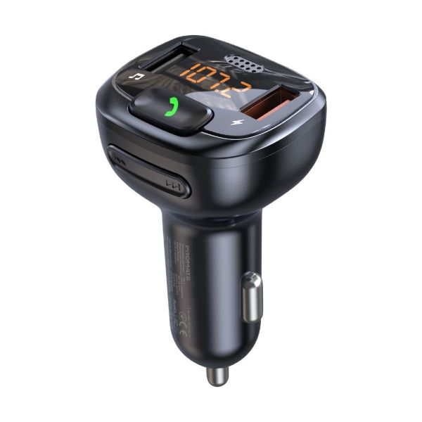 PROMATE SMARTUNE-4 - Wirless In-Car FM Transmitter Handsfree & QC3.0. Bult-in Mic Bluetooth SD