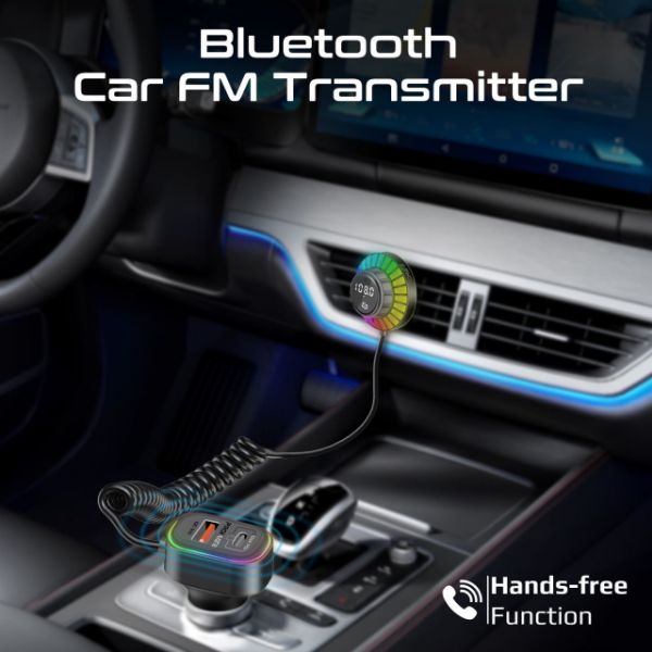 PROMATE SMARTUNE-EXT - RGB FM Transmitter w/ Handsfree & 30W PD & QC3.0 Includes 1.5m Extenstion Cord