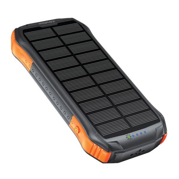 PROMATE SOLARTANK-10PDQI - 10000mAh Rugged EcoLight Solar IP65 Power Bank w/ 10W Wireless Qi Charging