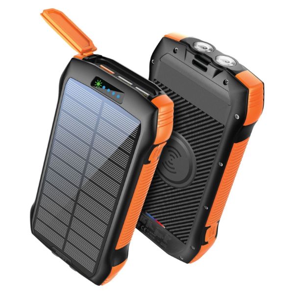 PROMATE SOLARTANK-20PDQI - 20000mAh Rugged EcoLight Solar IP65 Power Bank w/ 10W Wireless Qi Charging