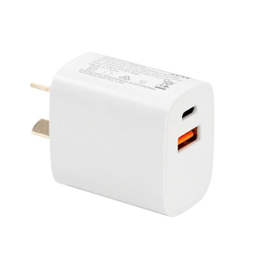 SPAPD20-CA - DYNAMIX SPAPD20-CA - 20W 5V/3A USB-C + QC3.0 USB-A Universal Compact Wall Charger Supports Fast Charge for Apple