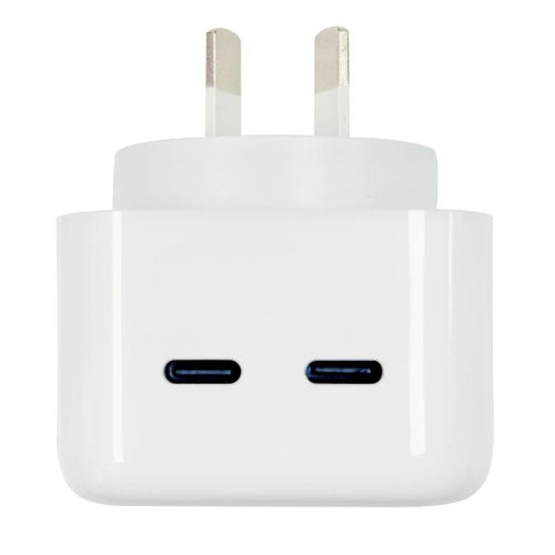 SPAPD35-2C - DYNAMIX SPAPD35-2C - 35W 5V/3A Dual Port USB-C/C PD Wall Charger/Power Adapter Charge 2x Devices