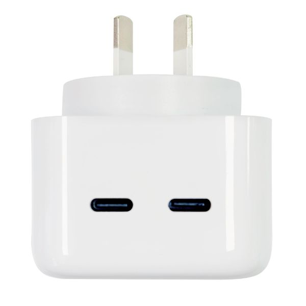 DYNAMIX SPAPD35-2C - 35W 5V/3A Dual Port USB-C/C PD Wall Charger/Power Adapter Charge 2x Devices
