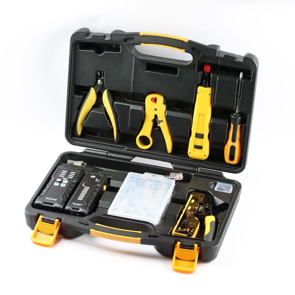 SPROTEK STK-9601A - 8 Piece Network Installation Kit Storage Case. Includes Punch Down Tool Tone