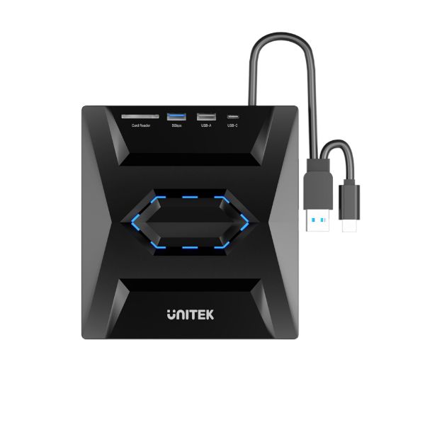 UNITEK T1037A - 5-in-1 External Optical Drive w/ USB Hub. High-Speed Writing & Reading