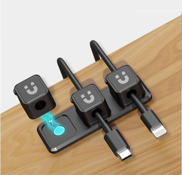 UNITEK T1117ABK - SnapHold Magnetic Cable Clips with Base. 3x Magnetic Clip Holders for Clutter Free Cable