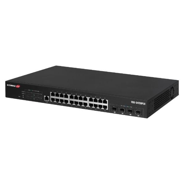 EDIMAX TGS-5428PLX - 28 Port 2.5GbE PoE++ L2 w/ 4x 10GbE SFP+ Ports Surveillance VLAN Switch