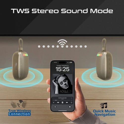 TINGZ-TITANIUM - PROMATE TINGZ-TITANIUM - 7W Wireless HD Speaker with up to 14 Hours Playing ti IPX6 Water Resistant TWS