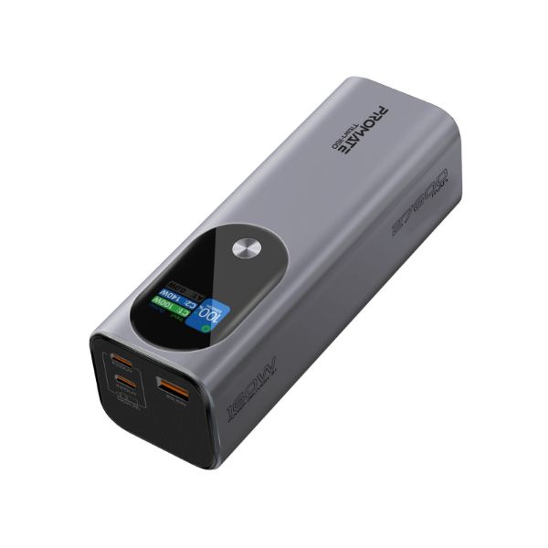PROMATE TITAN-160 - 27600mAh 160W Ultra Compact Aluminium PD3.1 Power Bank LCD Screen.