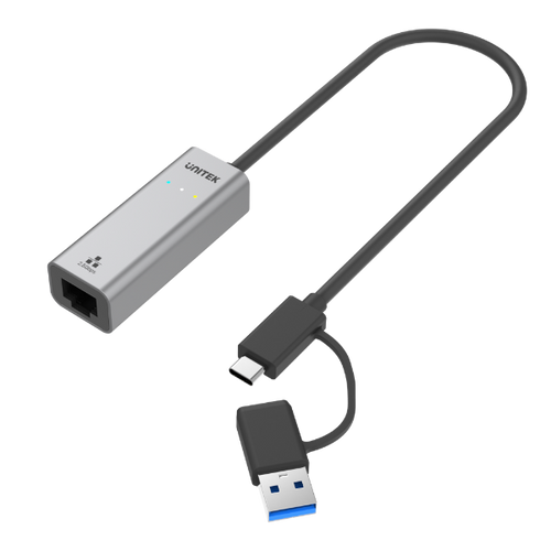 U1313C - UNITEK U1313C - USB to 2.5G Ethernet Adapter w/ 2-in-1 Connectors (USB-C & USB-A). up to 2500Mbps