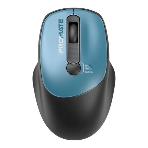 PROMATE UNIGLIDE-BL - EZGrip Ambidextrous Ergonomic Wireless Mouse. 800/1200/1600Dpi Plug & Play