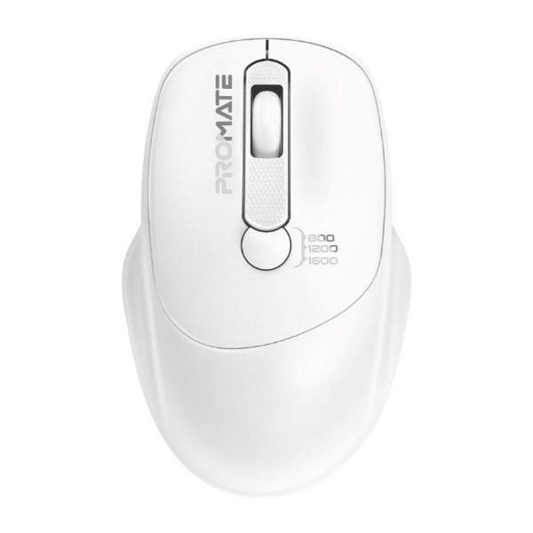 PROMATE UNIGLIDE-WHT - EZGrip Ambidextrous Ergonomic Wireless Mouse White