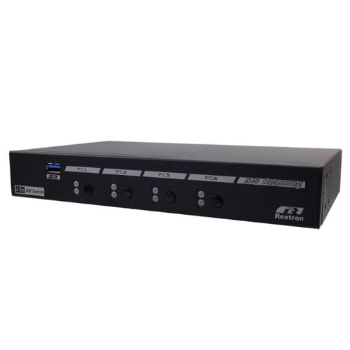 USW-KM304 - REXTRON USW-KM304 - 4-Port USB-A 3.2 Gen 1 KM Switch Mouse Roaming Function. 4 Computers to Share USB