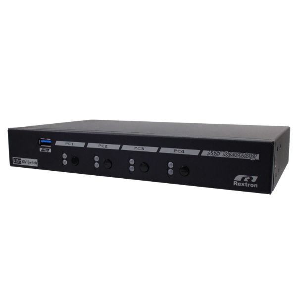 REXTRON USW-KM304 - 4-Port USB-A 3.2 Gen 1 KM Switch Mouse Roaming Function. 4 Computers to Share USB