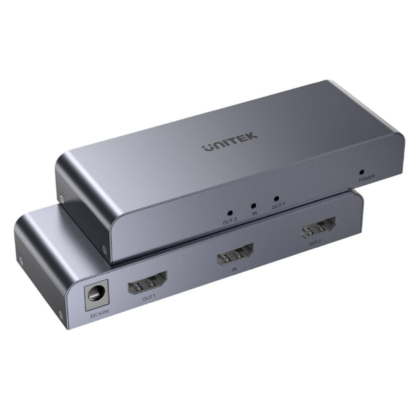 UNITEK V1130A01 - 1-In-2-Out 4K HDMI 1.4 Splitter. up to 4K@30Hz (UHD) Resolution (3840 x 2160)
