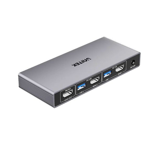 UNITEK V1309A - 5Gbps HDMI KVM Switch. Switches Between 2 Devices 1 HDMI 4K@60Hz Display & 4 USB