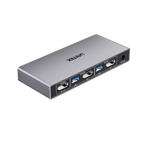 V1310A - UNITEK V1310A - 5Gbps DP KVM Switch. Switches Between 2 Devices 1 DP 8K@60Hz Display & 4 USB