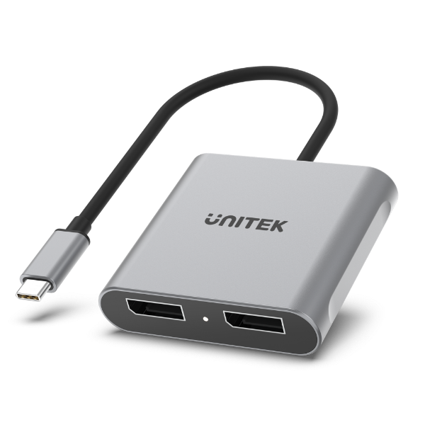 UNITEK V1404A - USB-C to Dual DisplayPort 8K Adapter w/ MST. Supports 8K@60Hz or 4K@120Hz