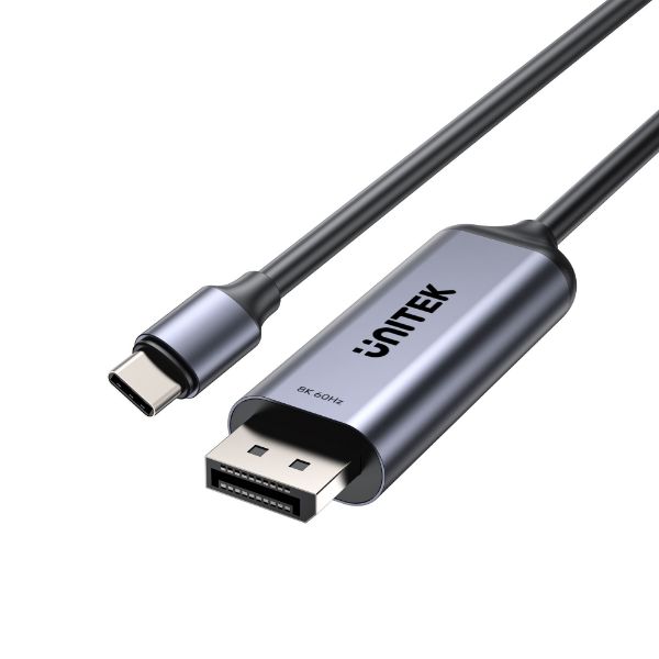 UNITEK V1423D - 1.8m 8K USB-C DisplayPort 1.4 Cable in Aluminium Housing Res up to 8K@30Hz & HDR.
