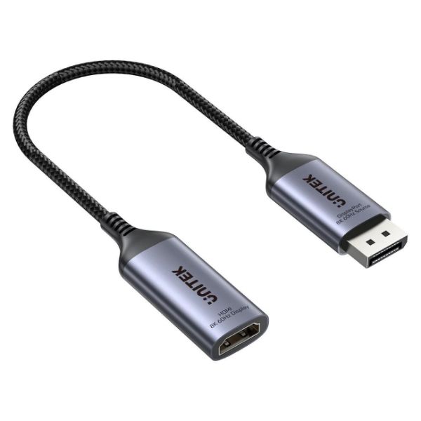 UNITEK V1611A - 20cm 8K 60Hz DisplayPort 1.4 to HDMI 2.1 Adpater Cable. Supports 8K Ultra HD Res